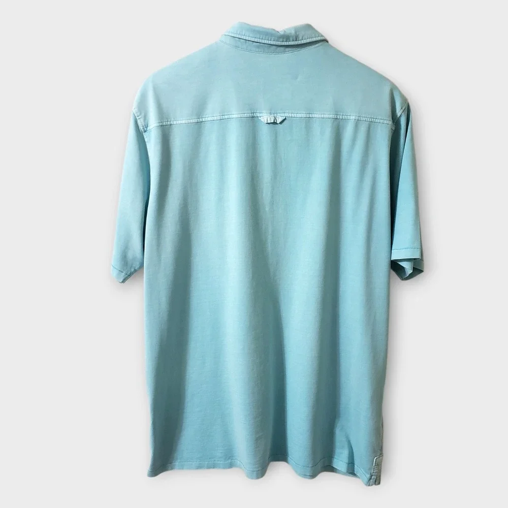 Tommy Bahama Relax Mens Pima‎ Cotton Short Sleeve Polo Shirt Pocket Pool Blue XL
